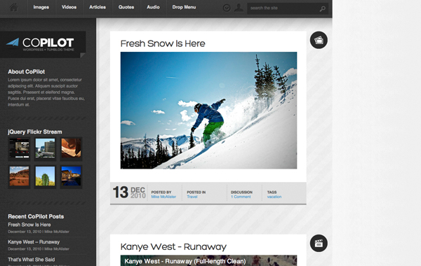 CoPilot WordPress and Tumblog Theme