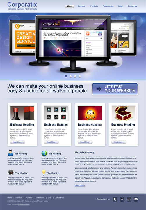 corporatix 40 (Really) Beautiful Web Page Templates in Photoshop PSD