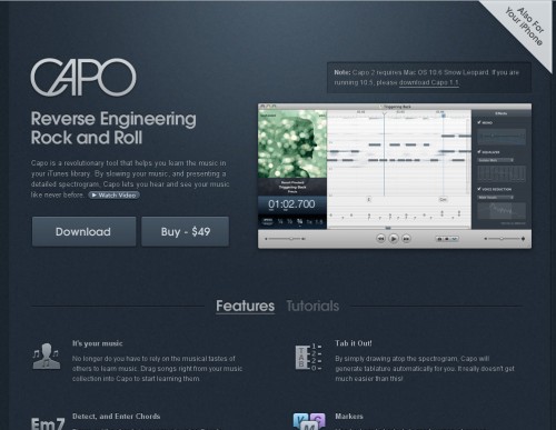 Capo 500x387 35 Beautiful Mac App Web Designs