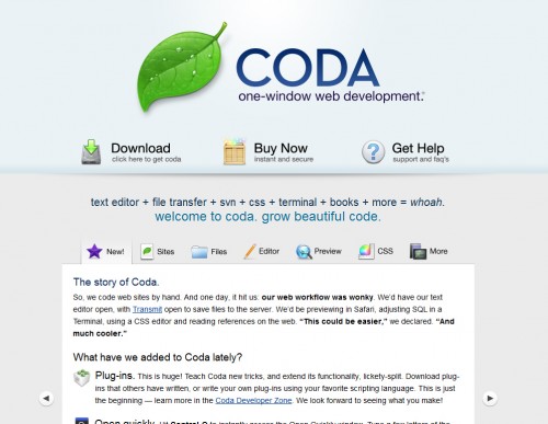 Coda 500x387 35 Beautiful Mac App Web Designs