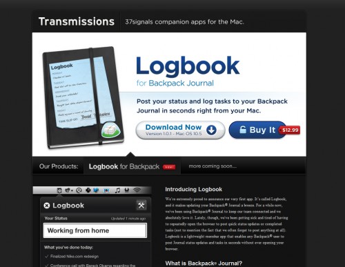 LogBook 500x387 35 Beautiful Mac App Web Designs