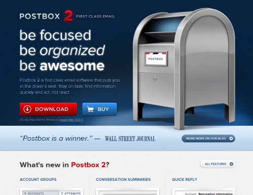 Postbox 500x387 35 Beautiful Mac App Web Designs