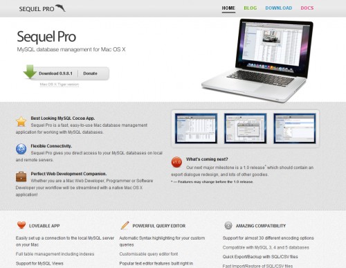 sequelpro 500x387 35 Beautiful Mac App Web Designs