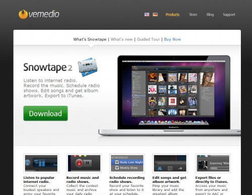 snowtape 500x387 35 Beautiful Mac App Web Designs