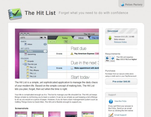 thehitlist 500x387 35 Beautiful Mac App Web Designs