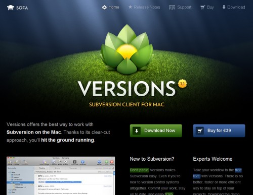 versionsapp 500x387 35 Beautiful Mac App Web Designs