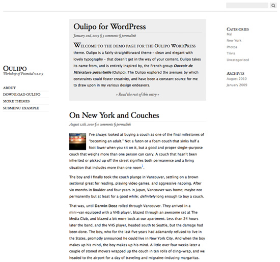 oulipo 45 Clean and Beautiful Minimalist Wordpress Themes