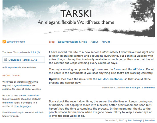 tarski 45 Clean and Beautiful Minimalist Wordpress Themes