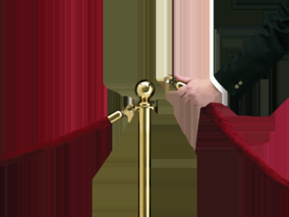 velvet rope with security unlocking it (high Res) PSD