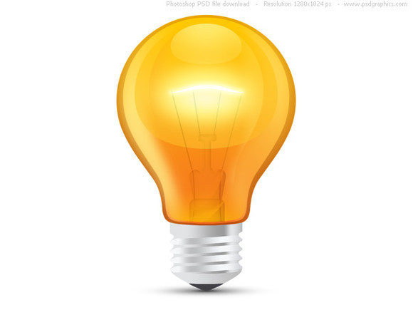 Glossy orange light bulb