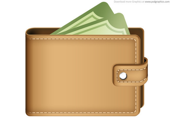 Money in wallet icon