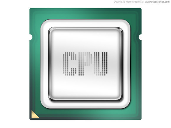 Computer processor, CPU icon (PSD)