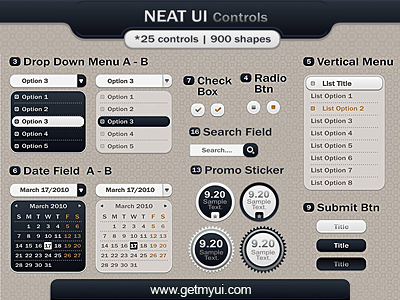 Neat preview1 30 Free and Useful UI Elements PSD Files