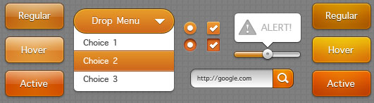 Orange Interactive Elements 30 Free and Useful UI Elements PSD Files