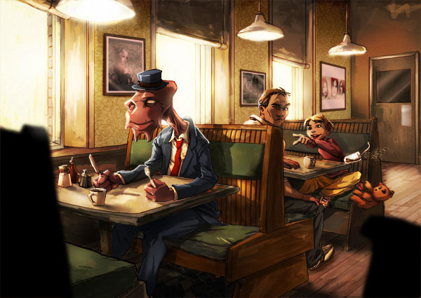 Fun Alien Diner Scene in Photoshop