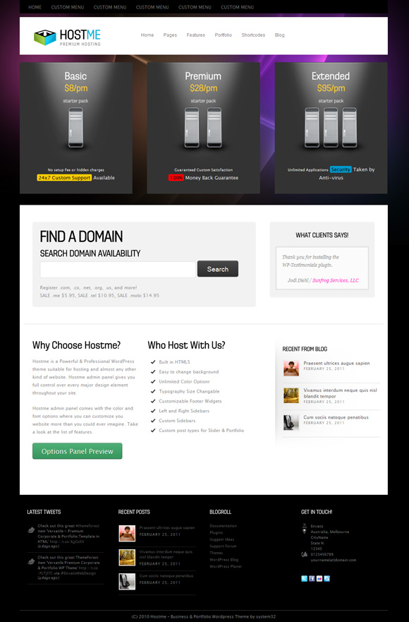 hostme 40 Superb and Clean Wordpress Themes of February 2011