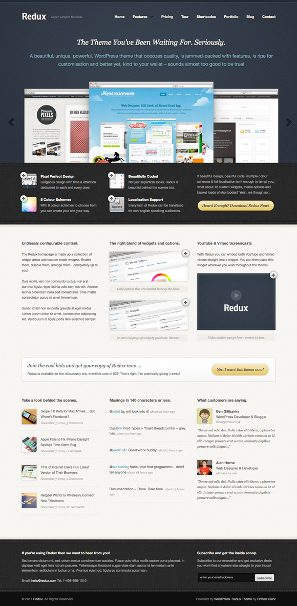 redux 40 Superb and Clean Wordpress Themes of February 2011