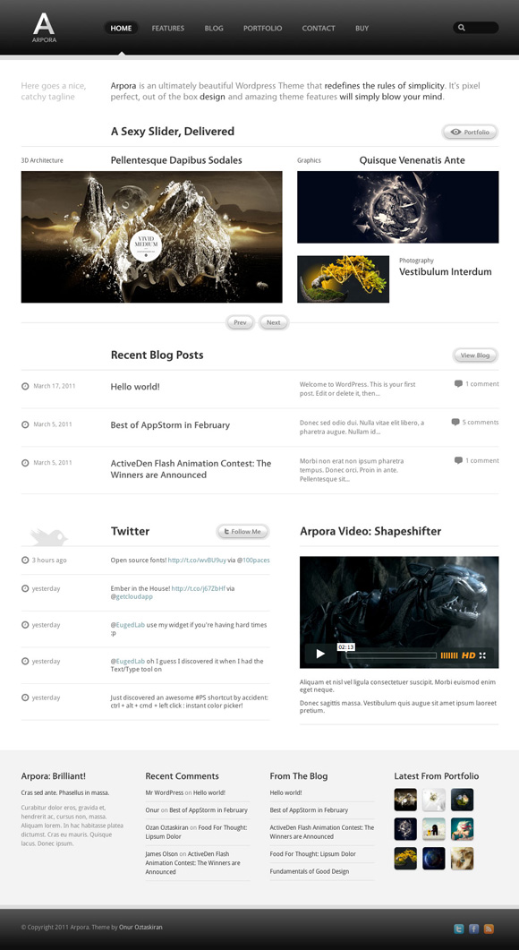 arpora 35 Amazing Wordpress Themes of March 2011