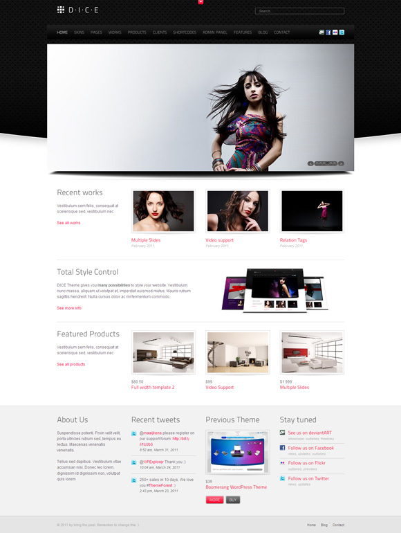 dice 35 Amazing Wordpress Themes of March 2011