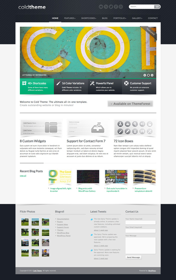 cold theme 45 Elegant and Impressive Wordpress Themes of April 2011
