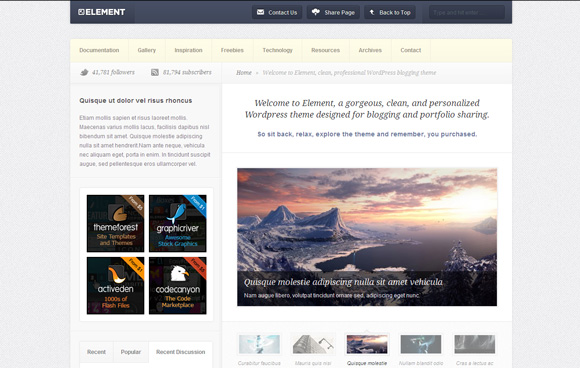 element 45 Elegant and Impressive Wordpress Themes of April 2011