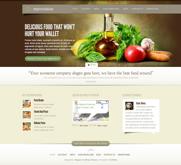 mycuisine 45 Elegant and Impressive Wordpress Themes of April 2011