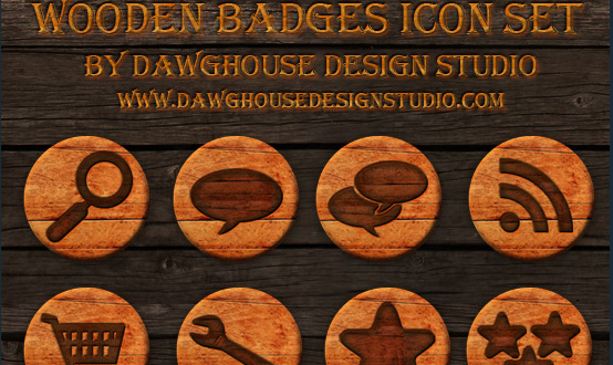 Wooden Badges Social Icons Pack