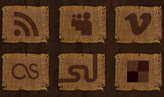 Woven Fabric Social Media Icons Set