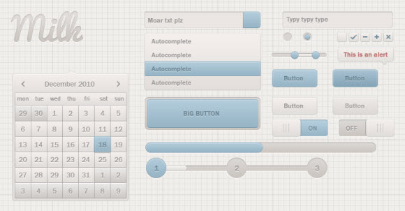 milk ui kit 60 Most Wanted Design Freebies of The Year 2011
