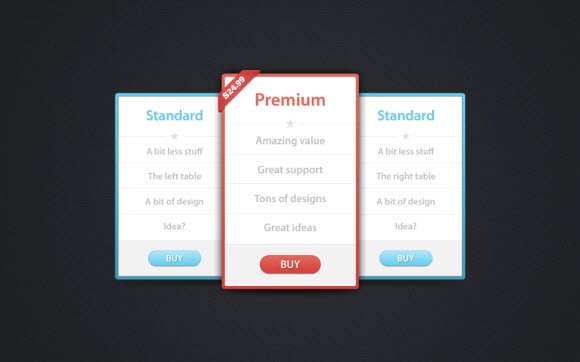 pricing tables 60 Most Wanted Design Freebies of The Year 2011