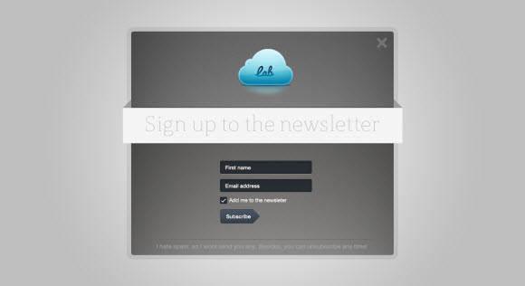 subscribe to newsletter modal box 60 Most Wanted Design Freebies of The Year 2011