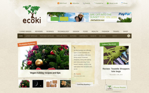 ecoki Showcase of Eco friendly (Green) Website Designs