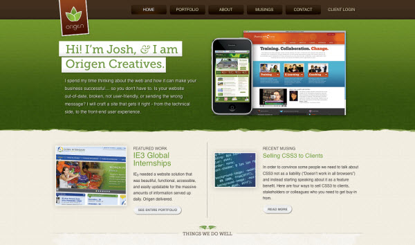 origen creatives Showcase of Eco friendly (Green) Website Designs