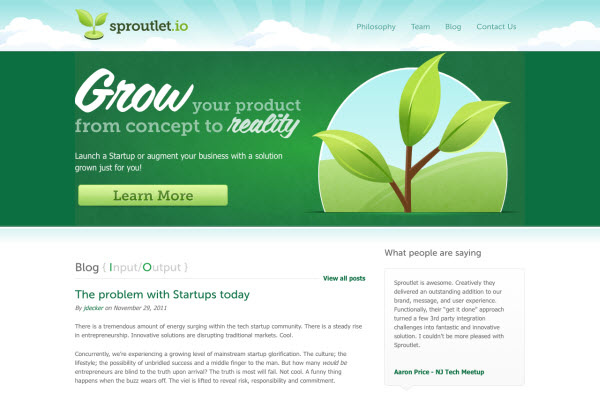 sproutlet Showcase of Eco friendly (Green) Website Designs