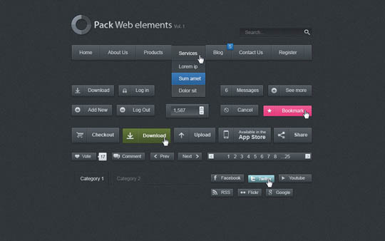 psd ui web elements