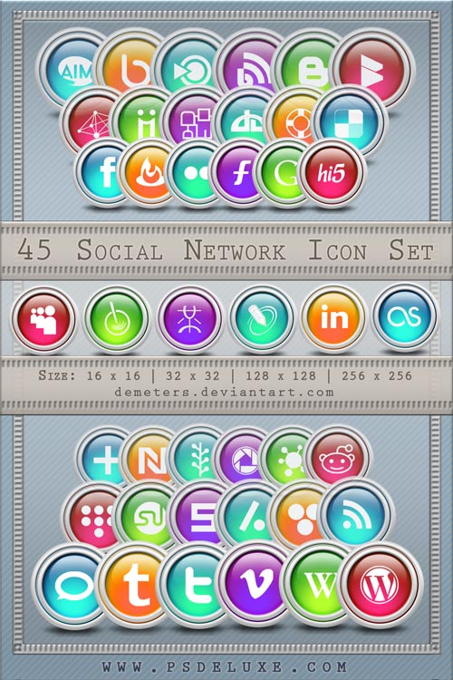 35+ Circular Social Media Icon Sets