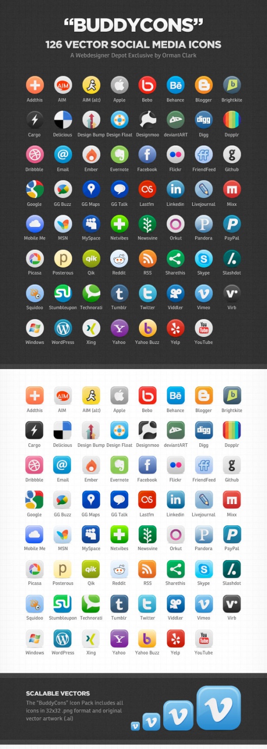 35+ Circular Social Media Icon Sets