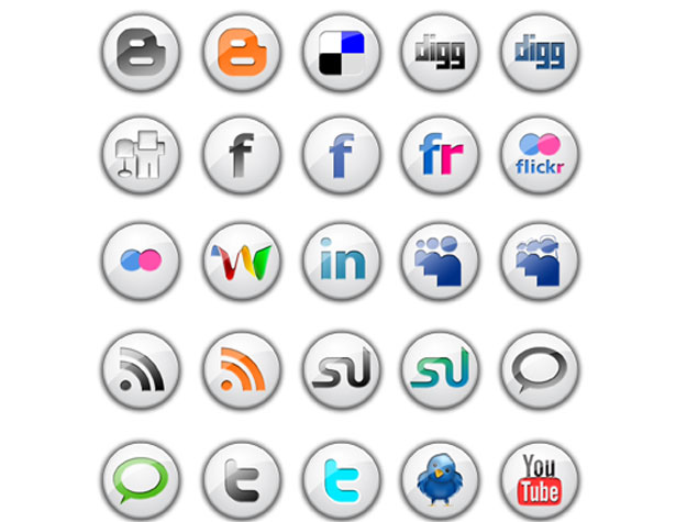 35+ Circular Social Media Icon Sets