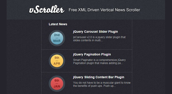 Xml Driven Vertical News Scroller Script Using html and jQuery vScroller