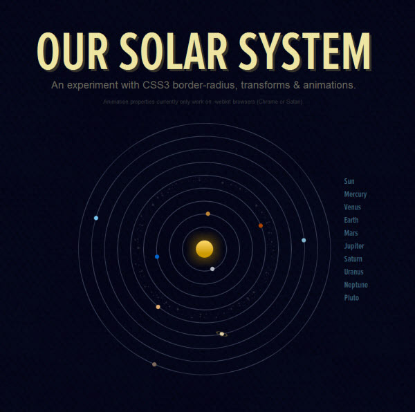 our solar system 38 Inspiring CSS3 Animation Demos