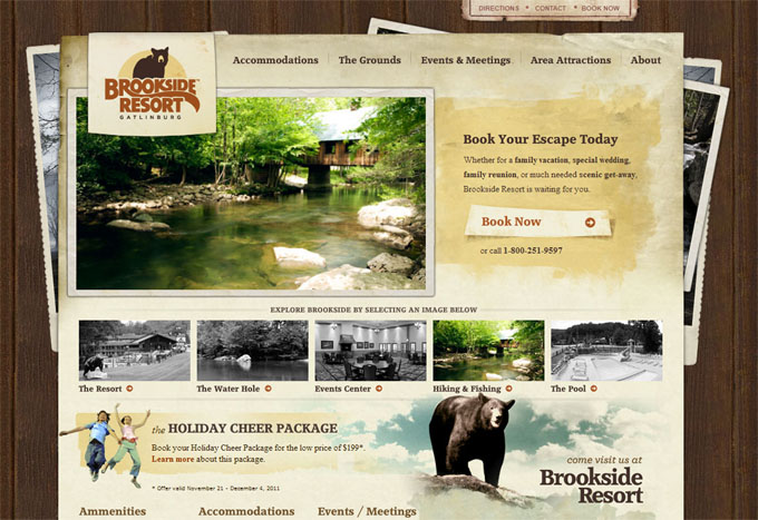 Brookside Resort 20 Amazing Travel Website Designs