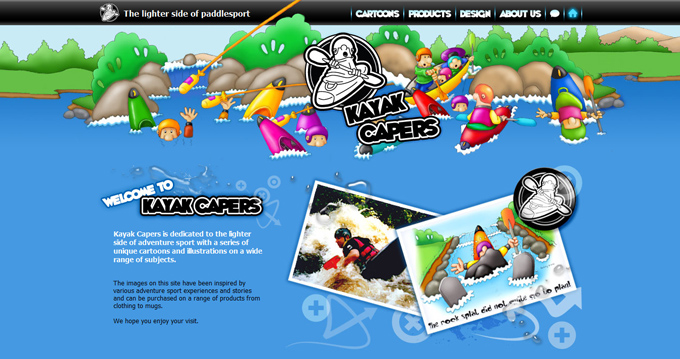 Kayak Capers The lighter side of paddlesport Illustrations and designs by Quicky1 50 Top Designs Of Green Websites