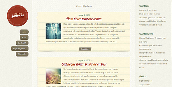 daily journal 60 Awesome Wordpress Themes of February 2012