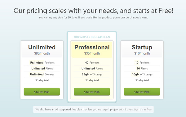 goplan 30 Great Examples of Pricing Plans and Tables