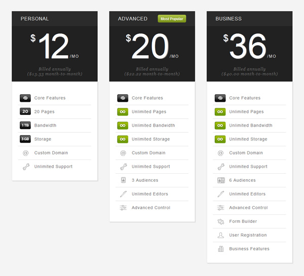 squarespace 30 Great Examples of Pricing Plans and Tables