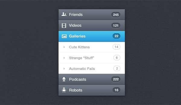 Vertical Navigation Menu (PSD)