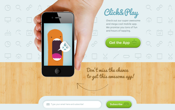 Click & Play - App Landing Page