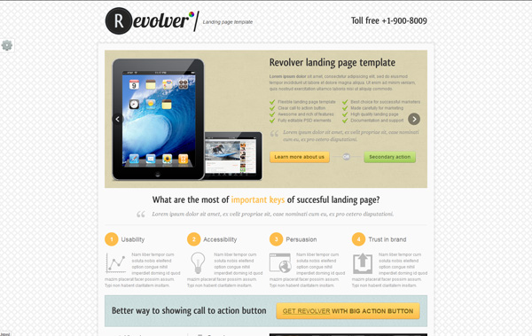 Revolver premium landing page template