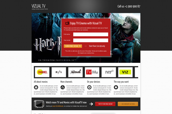 Vizual-tv TV Film movies landing page