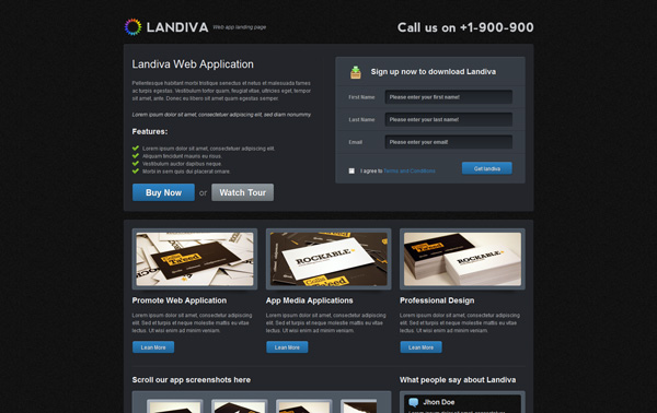 Landiva landing page